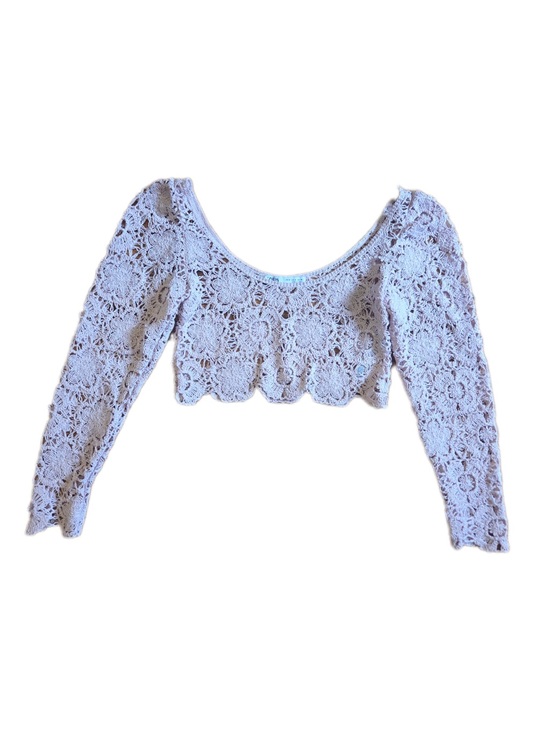 Zara Tops - Zara pink Crochet Long-Sleeve Crop Top